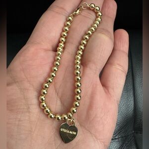 Tiffany Co 18k Yellow Gold Heart Tag Return To Tiffany 4mm Bead Ball Bracelet